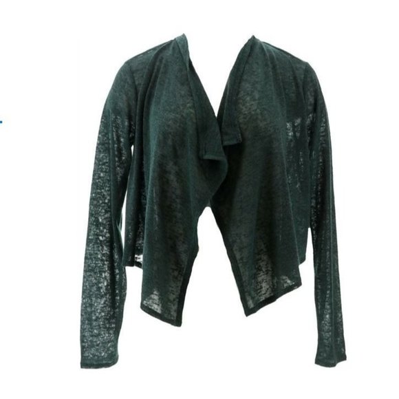 G Giuliana Cropped Cascade Cardigan Women's Spruce Green Small Lightweight NWOT - Picture 1 of 8